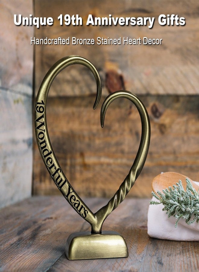 BESZONE 19 Year Anniversary Bronze Gifts for Her Him Gift 19th Wedding Anniversary for Couples Wife Husband Men, Hand Forged Bronze Heart Art Keepsake Home Decor Artwork - Image 2